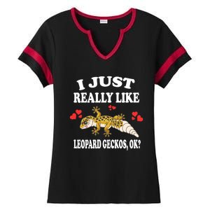 I Just Really Like Leopard Geckos Lizard Lover Gift Ladies Halftime Notch Neck Tee