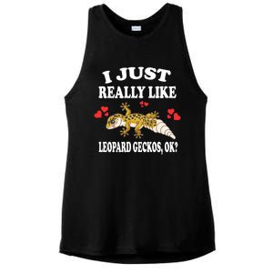 I Just Really Like Leopard Geckos Lizard Lover Gift Ladies PosiCharge Tri-Blend Wicking Tank