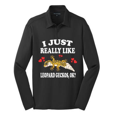 I Just Really Like Leopard Geckos Lizard Lover Gift Silk Touch Performance Long Sleeve Polo