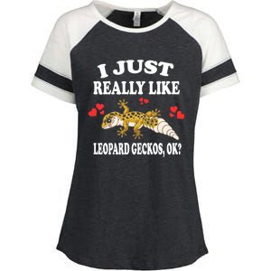 I Just Really Like Leopard Geckos Lizard Lover Gift Enza Ladies Jersey Colorblock Tee