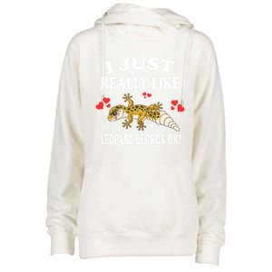 I Just Really Like Leopard Geckos Lizard Lover Gift Womens Funnel Neck Pullover Hood