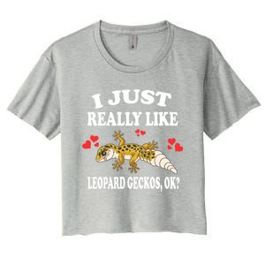 I Just Really Like Leopard Geckos Lizard Lover Gift Women's Crop Top Tee