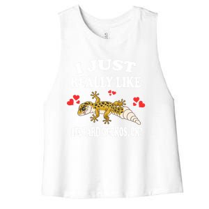 I Just Really Like Leopard Geckos Lizard Lover Gift Women's Racerback Cropped Tank