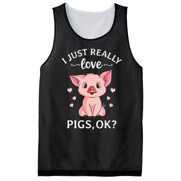 I Just Really Love Pigs Ok Hog Lover Cute Farmer Mesh Reversible Basketball Jersey Tank