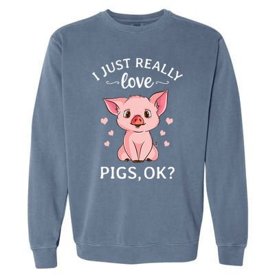 I Just Really Love Pigs Ok Hog Lover Cute Farmer Garment-Dyed Sweatshirt