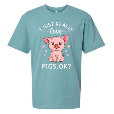 I Just Really Love Pigs Ok Hog Lover Cute Farmer Sueded Cloud Jersey T-Shirt