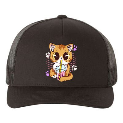 I Just Really Love Anime Cute Kawaii Cat Boba Bubble Milk Tea Anime Neko Kitten Yupoong Adult 5-Panel Trucker Hat