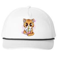 I Just Really Love Anime Cute Kawaii Cat Boba Bubble Milk Tea Anime Neko Kitten Snapback Five-Panel Rope Hat