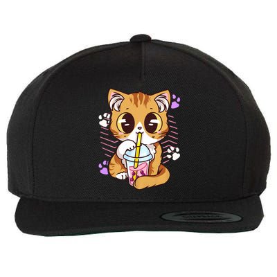 I Just Really Love Anime Cute Kawaii Cat Boba Bubble Milk Tea Anime Neko Kitten Wool Snapback Cap