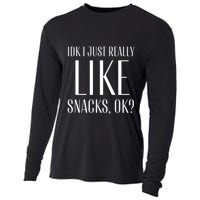 I Just Really Like Snacks Funny Cooling Performance Long Sleeve Crew