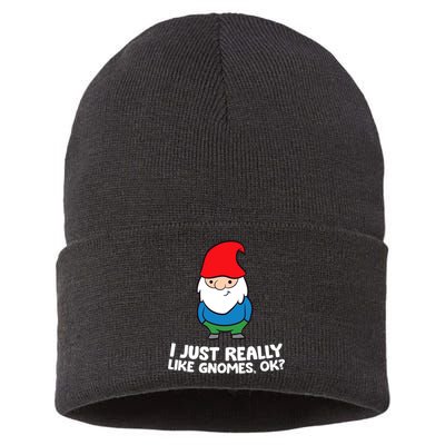 I Just Really Like Gnomes, Ok? Garden Gnome Premium Sustainable Knit Beanie