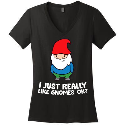 I Just Really Like Gnomes, Ok? Garden Gnome Premium Women's V-Neck T-Shirt