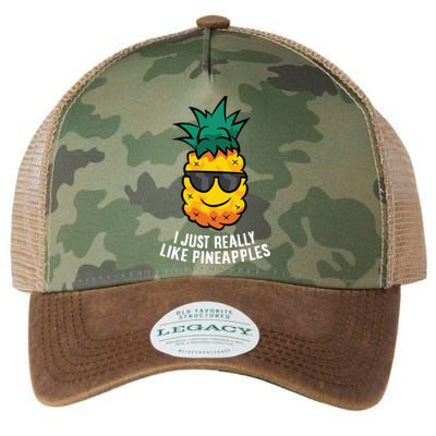 I Just Really Like Pineapples Cute Pineapple Summer Funny Gift Legacy Tie Dye Trucker Hat