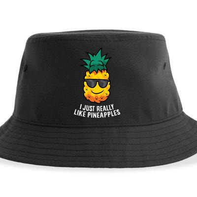 I Just Really Like Pineapples Cute Pineapple Summer Funny Gift Sustainable Bucket Hat