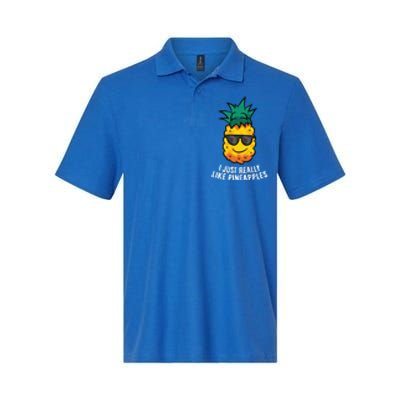 I Just Really Like Pineapples Cute Pineapple Summer Funny Gift Softstyle Adult Sport Polo