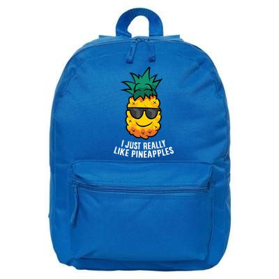 I Just Really Like Pineapples Cute Pineapple Summer Funny Gift 16 in Basic Backpack