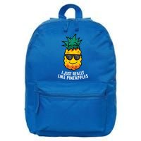 I Just Really Like Pineapples Cute Pineapple Summer Funny Gift 16 in Basic Backpack