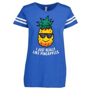 I Just Really Like Pineapples Cute Pineapple Summer Funny Gift Enza Ladies Jersey Football T-Shirt