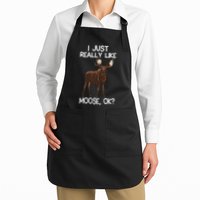 I Just Really Like Moose Funny Moose Lover Quote Full-Length Apron With Pockets