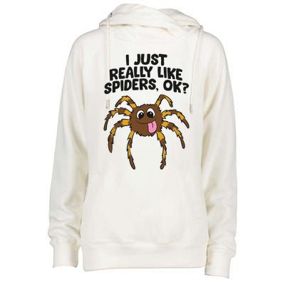 I Just Really Like Spiders Ok Love Spiders Womens Funnel Neck Pullover Hood