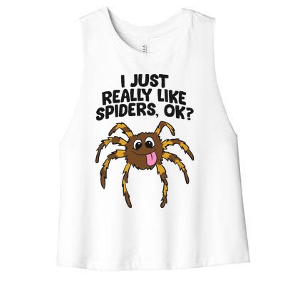 I Just Really Like Spiders Ok Love Spiders Women's Racerback Cropped Tank