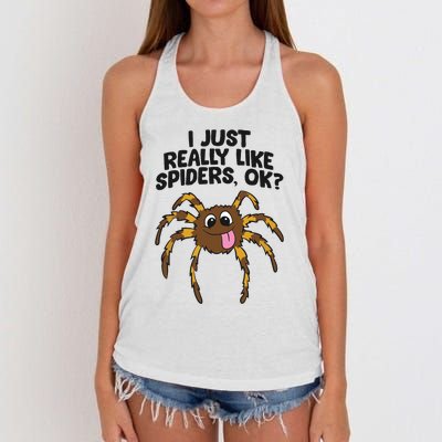 I Just Really Like Spiders Ok Love Spiders Women's Knotted Racerback Tank