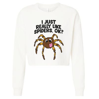 I Just Really Like Spiders Ok Love Spiders Cropped Pullover Crew