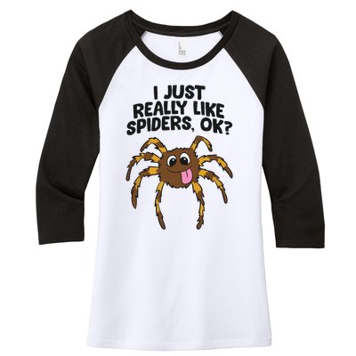 I Just Really Like Spiders Ok Love Spiders Women's Tri-Blend 3/4-Sleeve Raglan Shirt