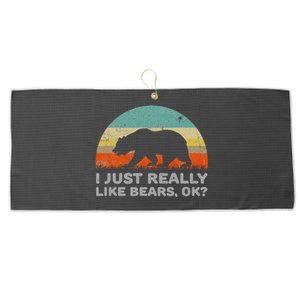 I Just Really Like Bears Ok Large Microfiber Waffle Golf Towel