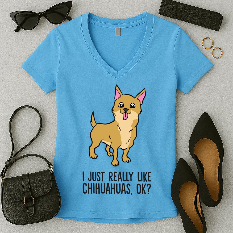 I Just Really Like Chihuahuas Ok? Cute Chihuahua Great Gift Women's V-Neck T-Shirt