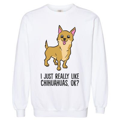 I Just Really Like Chihuahuas Ok? Cute Chihuahua Great Gift Garment-Dyed Sweatshirt