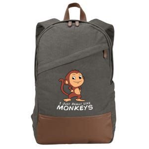 I Just Really Like Monkeys Funny Monkey Gift Cotton Canvas Backpack