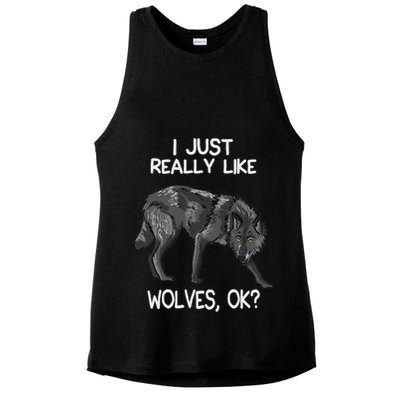 I Just Really Like Wolves Funny Wolf Lover Quote Ladies PosiCharge Tri-Blend Wicking Tank