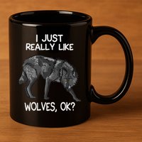 I Just Really Like Wolves Funny Wolf Lover Quote 11oz C Handle Ceramic Mug