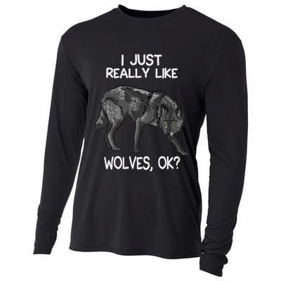 I Just Really Like Wolves Funny Wolf Lover Quote Cooling Performance Long Sleeve Crew