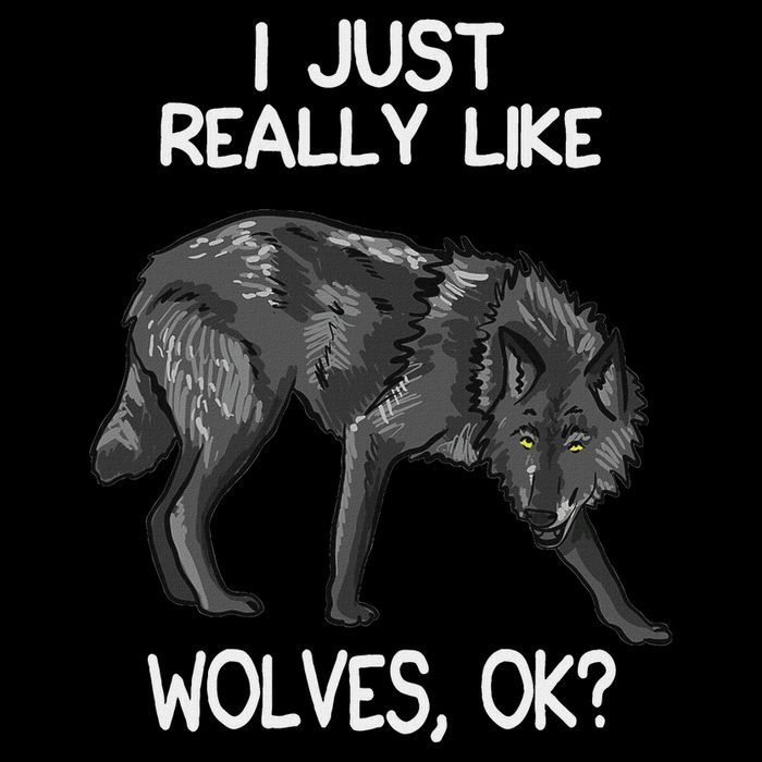 I Just Really Like Wolves Funny Wolf Lover Quote Cropped Pullover Crew