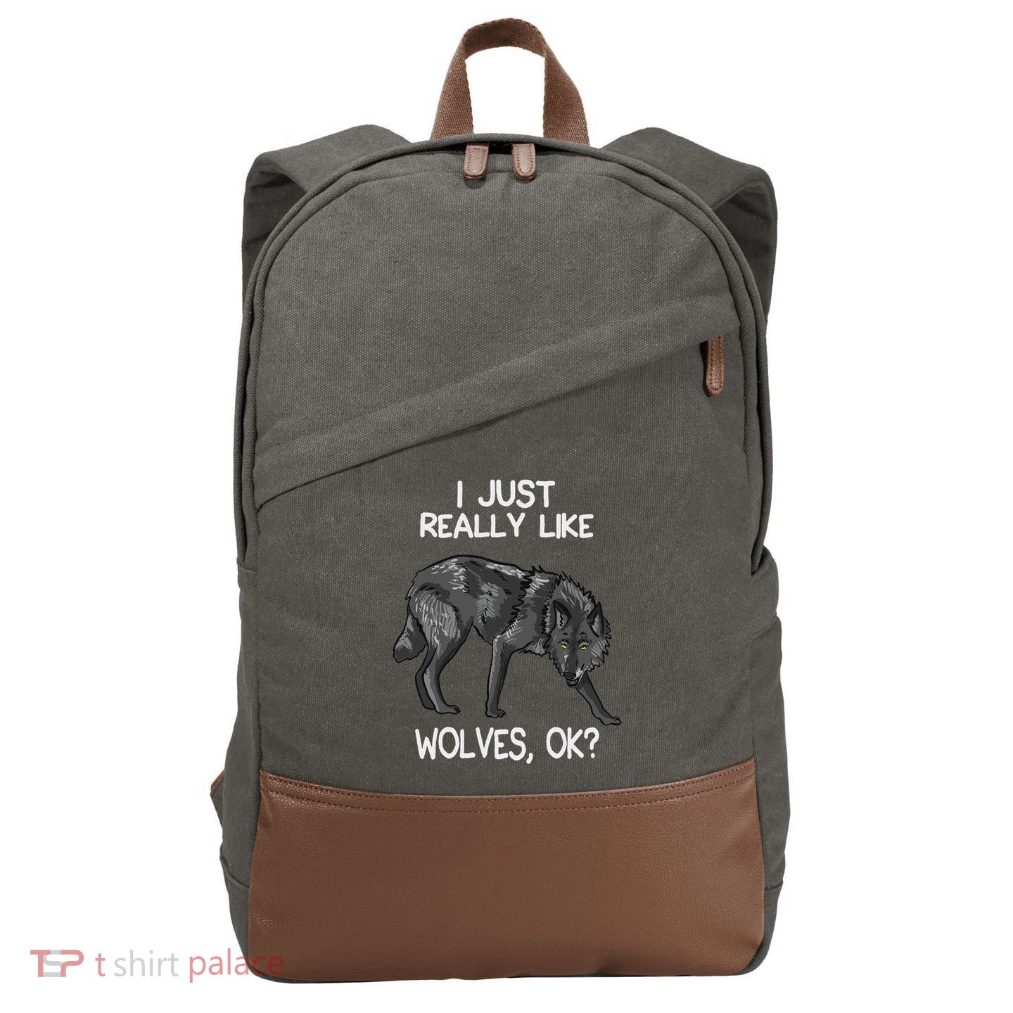 I Just Really Like Wolves Funny Wolf Lover Quote Cotton Canvas Backpack