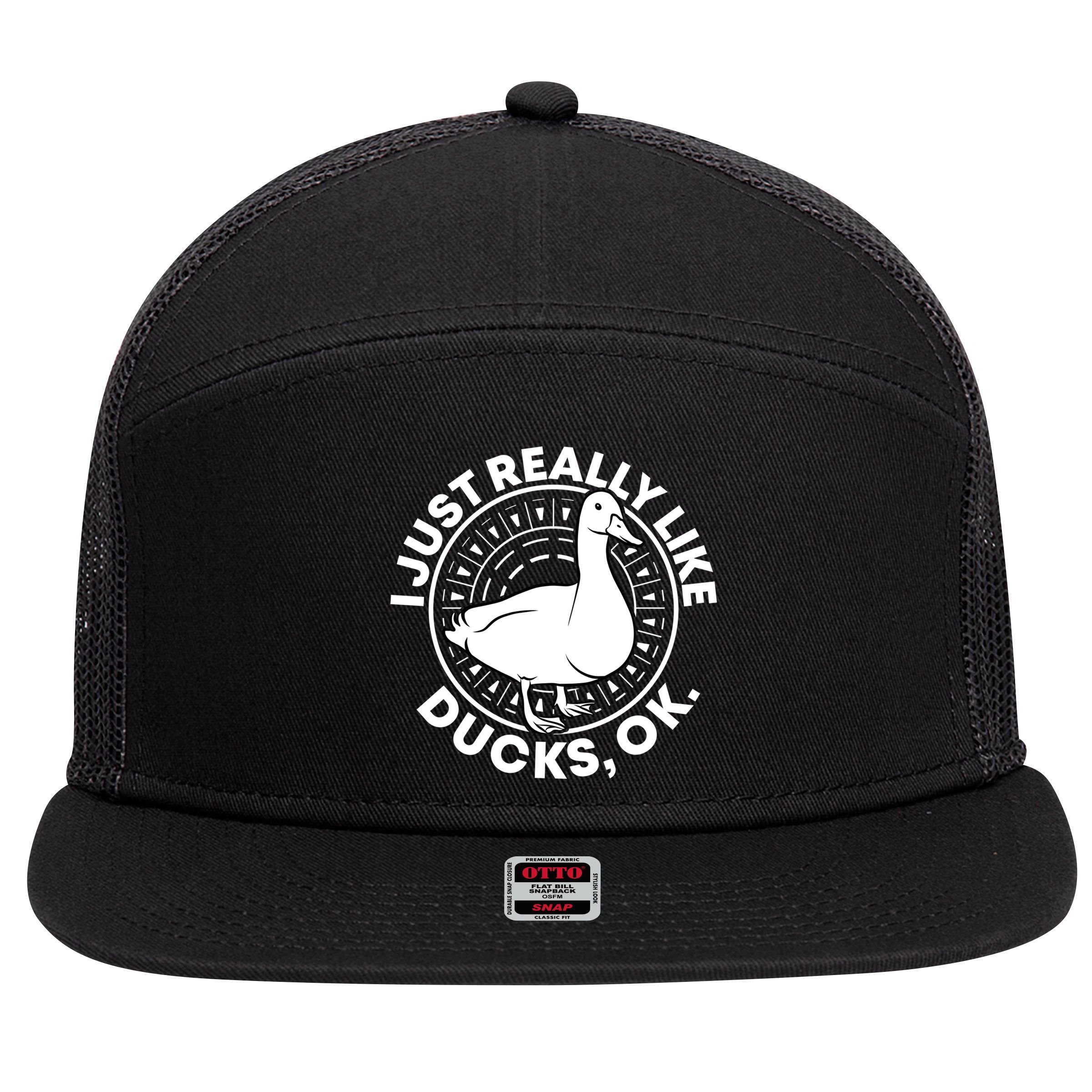 I Just Really Like Ducks Funny Vintage Duck Gift 7 Panel Mesh Trucker Snapback Hat