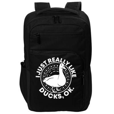 I Just Really Like Ducks Funny Vintage Duck Gift Impact Tech Backpack