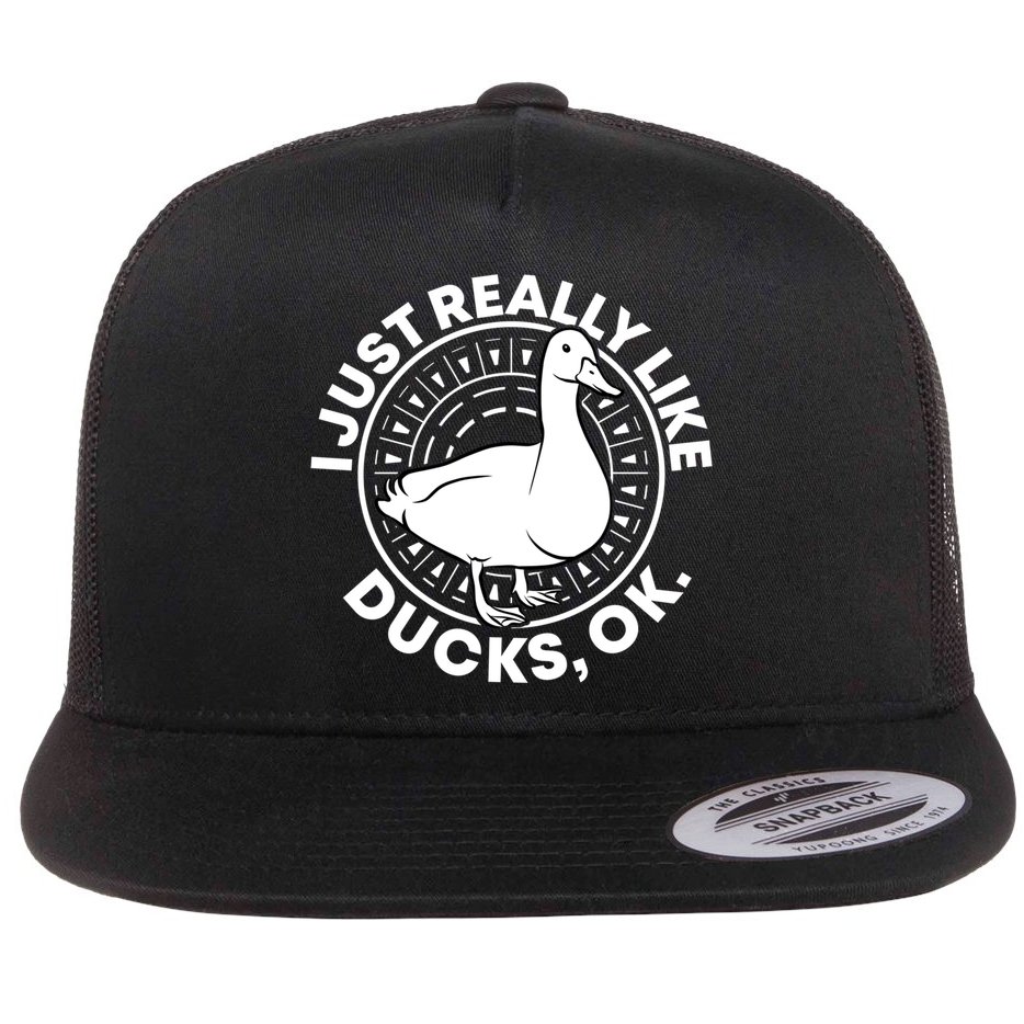 I Just Really Like Ducks Funny Vintage Duck Gift Flat Bill Trucker Hat