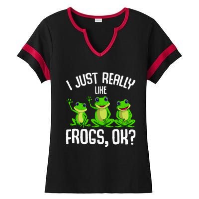 I Just Really Like Frogs Ladies Halftime Notch Neck Tee