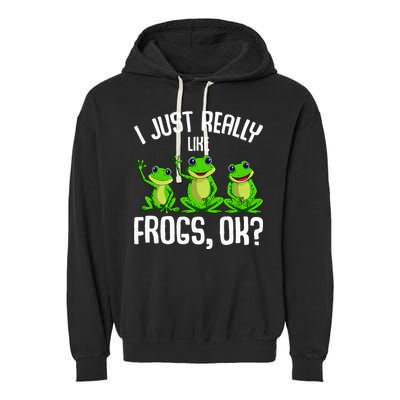 I Just Really Like Frogs Garment-Dyed Fleece Hoodie