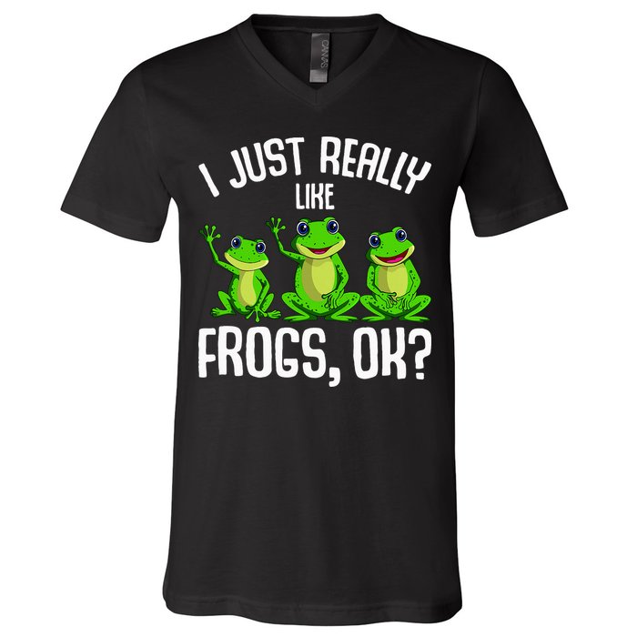 I Just Really Like Frogs V-Neck T-Shirt