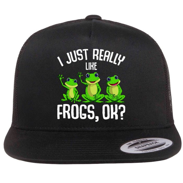 I Just Really Like Frogs Flat Bill Trucker Hat