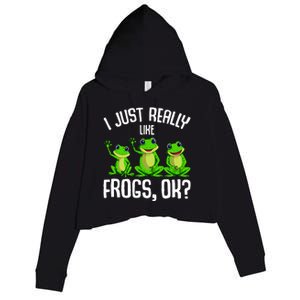 I Just Really Like Frogs Crop Fleece Hoodie