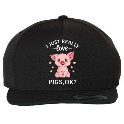 I Just Really Love Pigs Ok Hog Lover Cute Farmer Wool Snapback Cap