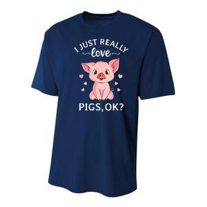 I Just Really Love Pigs Ok Hog Lover Cute Farmer Youth Performance Sprint T-Shirt