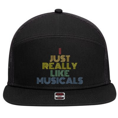 I Just Really Like Musicals Retro 70s Vintage Broadway 7 Panel Mesh Trucker Snapback Hat