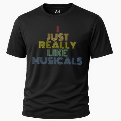 I Just Really Like Musicals Retro 70s Vintage Broadway Cooling Performance Crew T-Shirt