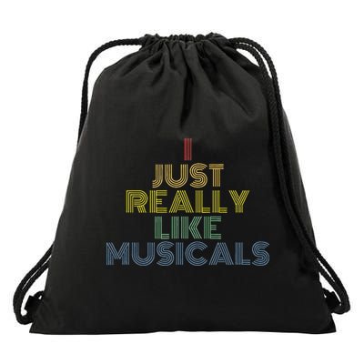 I Just Really Like Musicals Retro 70s Vintage Broadway Drawstring Bag